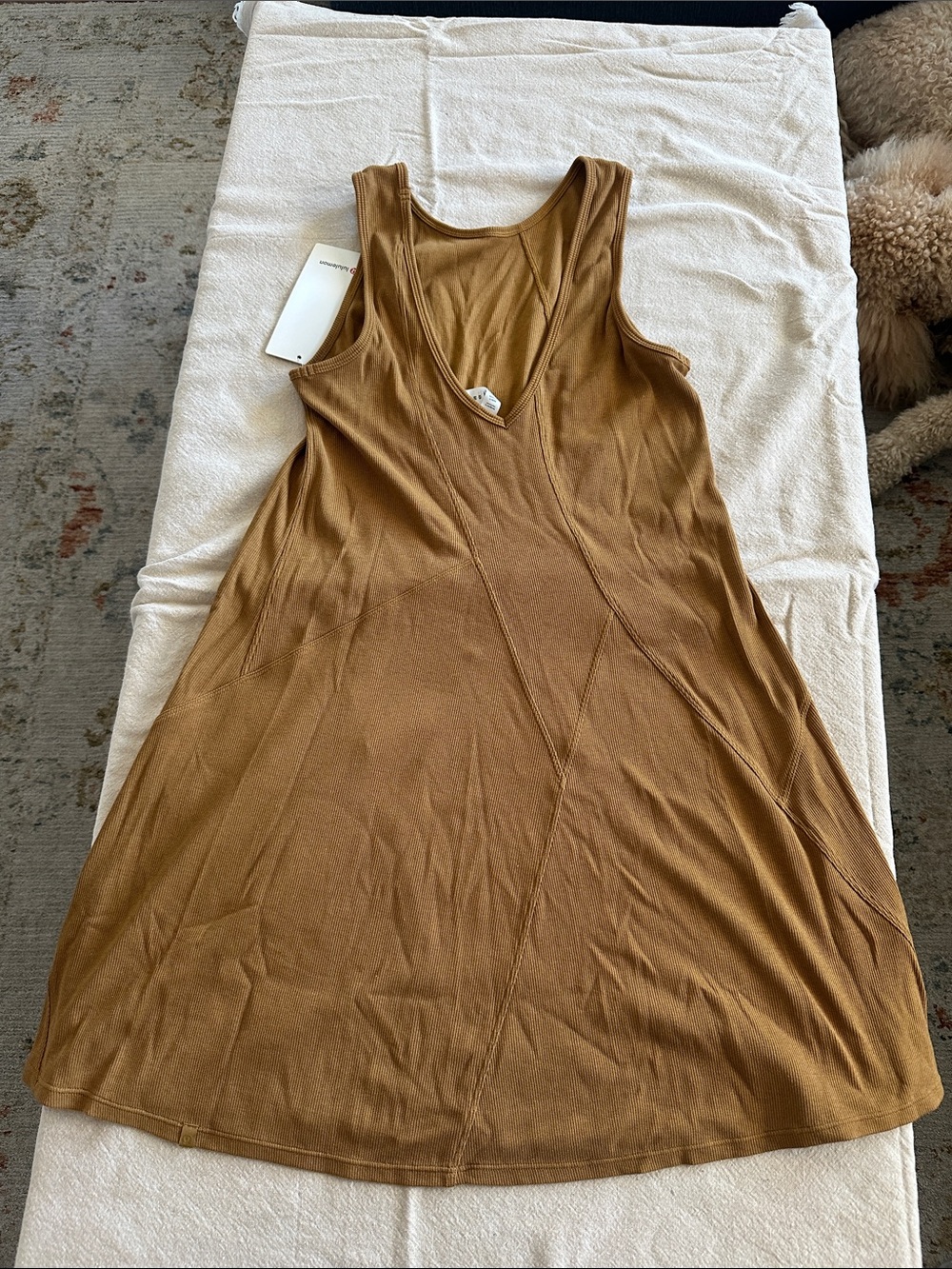 lululemon athletica Sleeveless A-Line Mini Dress in Camel Brown - Picture 2 of 3